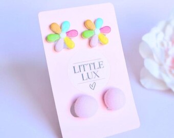 Cute Clip on Earring Kid Stud Jewellery Set Girl Toddler Accessory Birthday Gift Young Beginner Safe Sensitive Child Comfortable Non Pierce