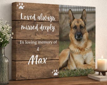 Foto de recuerdo de mascota, Lienzo personalizado impreso de 8x10 para mascotas, Regalo para la pérdida de un perro - Marco conmemorativo para perros - Regalo para la pérdida de una mascota - Memorial para mascotas