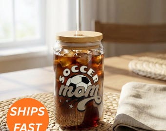 Vaso de cristal para mamá futbolista para el Día de la Madre Vaso personalizado para mamá futbolista Vaso de cristal para mamá futbolista Vaso de café para mamá futbolista Regalo