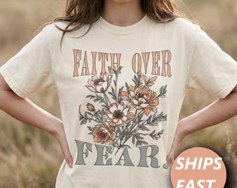 Camiseta Fe sobre el Miedo / Camiseta cristiana, camiseta con versículo bíblico