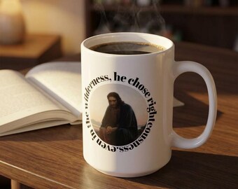 Taza de cerámica con la imagen de Cristo en el desierto / Taza de cerámica con la fe cristiana