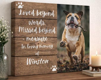 Foto de recuerdo de mascota, Lienzo personalizado impreso de 8x10 para mascotas, Regalo para la pérdida de un perro - Marco conmemorativo para perros - Regalo para la pérdida de una mascota - Memorial para mascotas