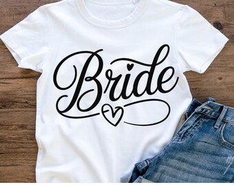 Design élégant de chemise de mariée script, mariage SVG (téléchargement numérique)