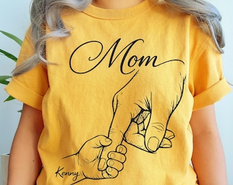 Promesse de petit doigt de maman personnalisée PNG SVG PNG, nom personnalisé mère enfant mains, téléchargement immédiat
