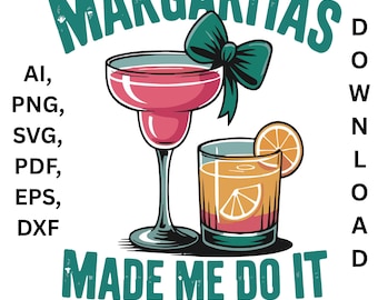 Margaritas Made Me Do It PNG, Cocktail tropical estival design (téléchargement numérique)
