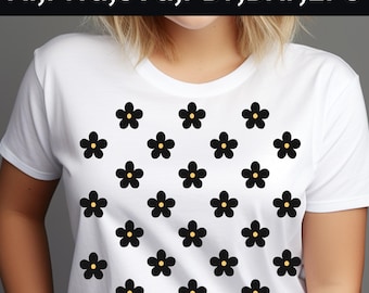 Marguerite noire florale PNG SVG | Motif floral en téléchargement numérique pour Cricut et sublimation