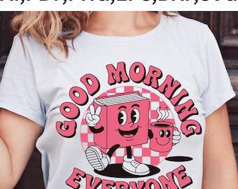 Bonjour tout le monde rétro SVG PNG | Livre Coffee Teacher en téléchargement numérique