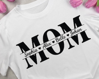 Nom de maman personnalisé SVG, conception de chemise de noms d'enfants (téléchargement instantané)