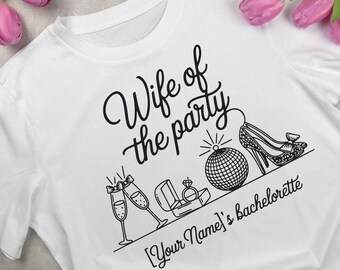 Épouse du parti EVJF PNG SVG | Design de chemise de mariée avec nom personnalisé