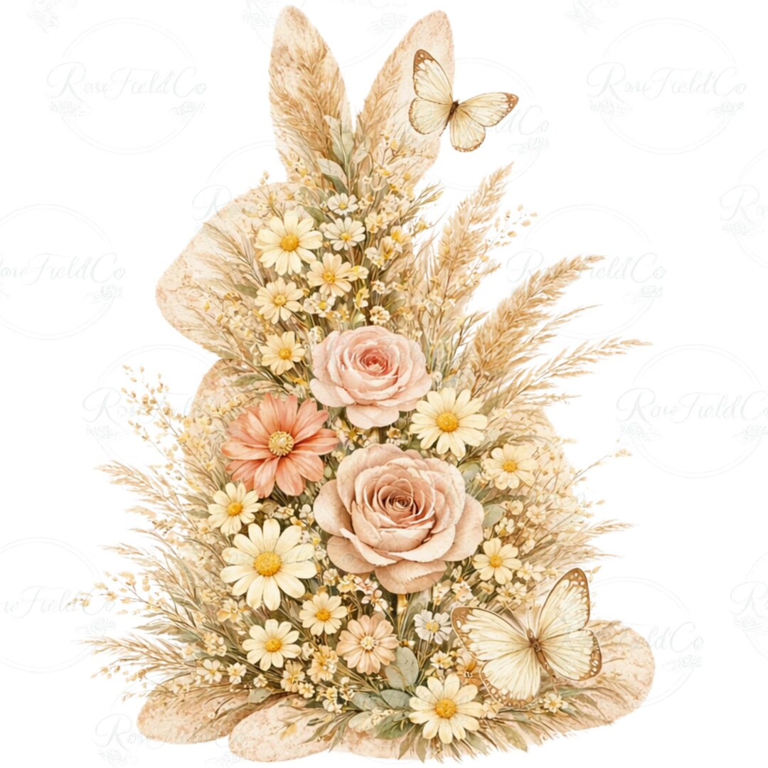 Floral Bunny Sublimation PNG File – Instant Digital Download – Easter ...