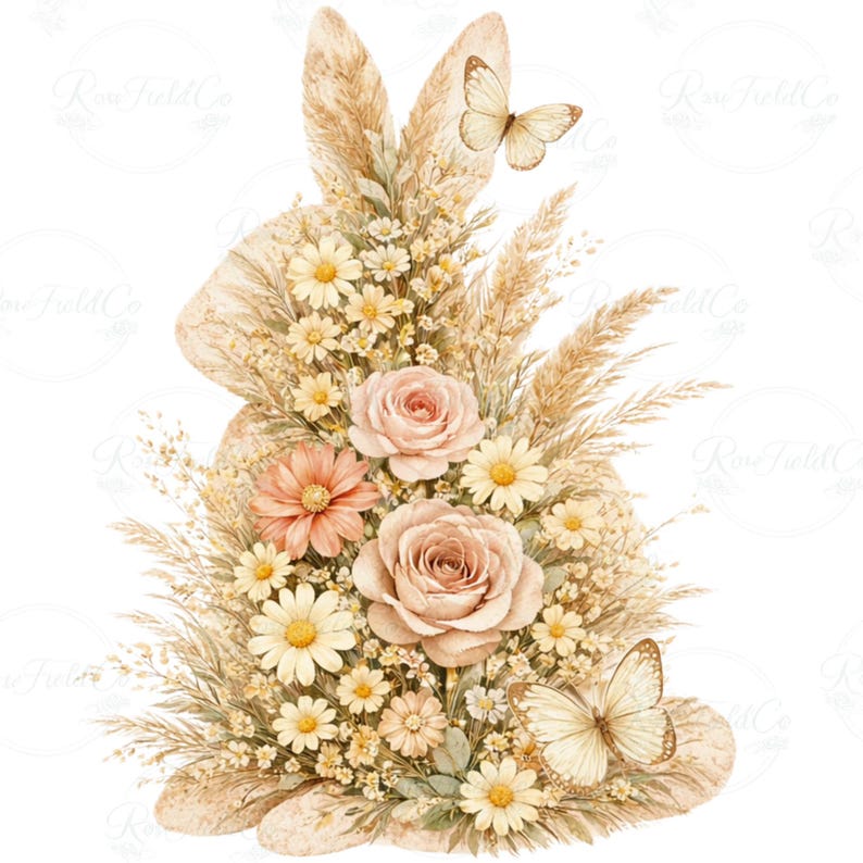 Floral Bunny Sublimation PNG File – Instant Digital Download – Easter ...