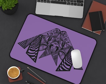 Unicorn Moth Desk Mat | Fantasy Insect Illustration, Pastel Night Sky