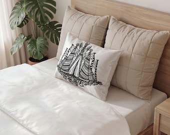 Rabbit Circus Pillow  | Vintage Carnival Bunny Decorative Throw Pillowcase