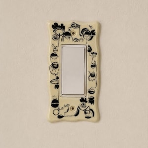 Handmade Ceramic Outlet Cover Plate | Decorative Light Switch Cover | Abstract Face Wall Plate | Modern Home Decor