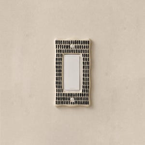 Handmade Ceramic Switch Plate Cover | Modern Black & Cream Light Switch Cover | Decorative Wall Plate | Minimalist Home Decor