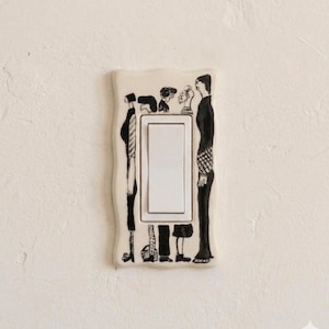 Handmade Ceramic Light Switch Cover & Outlet Plate, Quirky Illustrated Switch Plate, Unique Home Decor, Hand Painted Ceramic Wall Plate