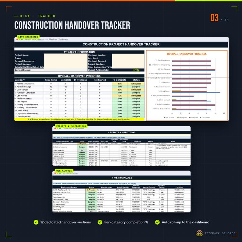 US Construction Closeout Toolkit | AIA Punch List Tracker, Substantial Completion, Handover and Closeout Templates | Excel & Word image 5
