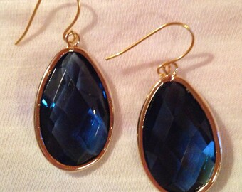 Blue Glass Earrings University of Kentucky Faceted Jewelry