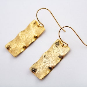 Wavy Rectangle Earrings Gold Geometric Jewelry