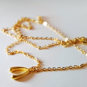 Gold Wishbone Necklace Pendant Jewelry Luck Charm