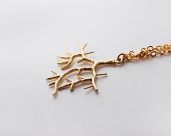 Coral Branch Necklace Bracelet Gold Pendant Jewelry Nature