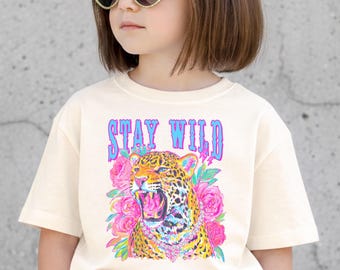 Kinder adrette Sommer Shirt Retro Leopard Grafik T-Shirt Kokette Strand T-Shirt Girly Tropische Bekleidung Kinder Tier T-Shirt