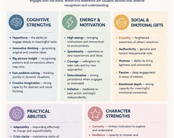 ADHD Positive Traits Infographic | Strengths of ADHD Kids & Teens | Neurodivergent Affirmation Poster Printable PDF