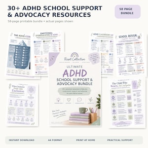 ADHD-skolstöd och opinionsbildningspaket | Utskrivbart verktygspaket för föräldrar och skolor