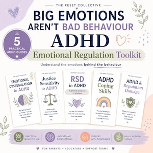 ADHD Emotional Regulation Toolkit Pdf | ADHD Coping Skills Bundle, RSD, Justice Sensitivity Printable Worksheets