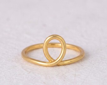 Gold Loop Ring - Minimalist Gold Ring - Flow Ring - Stackable Gold Ring - Everyday Gold Ring - Thin Gold Knot Ring - Dainty Bridesmaid Gift