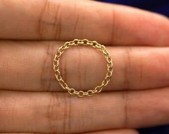 Anel delicado com corrente dourada | Aliança minimalista para usar em conjunto com outros anéis, joia para o dia a dia