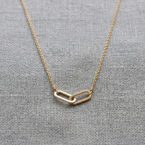 Collar de eslabones entrelazados de plata de ley, cadena ovalada de oro, joyería conectada