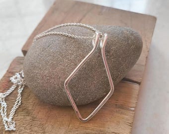 Geometrische Sterling Silber Ring-Wächter-Halskette, Ehering-Halter-Anhänger