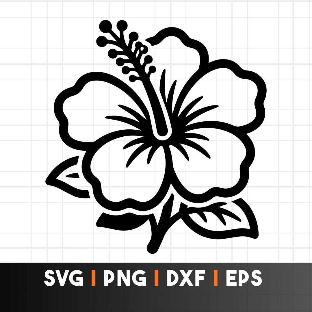 Hibiscus Flower SVG PNG, Tropical Flower Clipart, Hawaiian Flower Cut ...