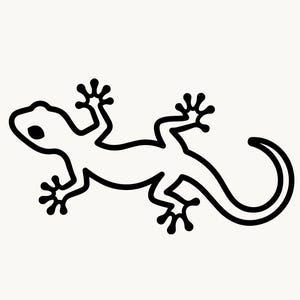 Gecko SVG Digital Nedladdning, Ödla Dispositionsklippfil, Reptil Silhuett PNG, Cricut SVG, Laserskuren Fil, Djur Clipart
