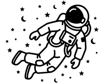 Minimalist Astronaut SVG Digital Download, Space SVG Cricut File, Cute Astronaut PNG, Outer Space Clipart, Galaxy Shirt Design
