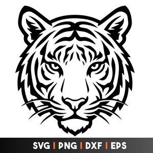 SVG de cabeza de tigre, SVG de cara de tigre, SVG de animal salvaje, archivo de corte para Cricut, archivo de corte láser, PNG para sublimación, silueta de tigre, descarga instantánea.