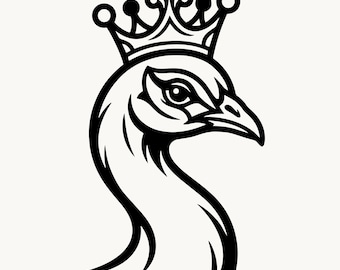 Pavone SVG PNG, ritratto di pavone clipart / uccello SVG file di taglio Cricut / download vettoriale di pavone