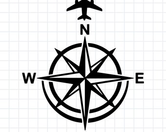 Travel SVG Compass Rose Airplane | World Map PNG Cut File | Cricut Glowforge Laser | Instant Download