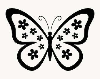 Floral Butterfly SVG PNG, Butterfly SVG Flower Cut File | Rose Butterfly Garden Design | Cricut Laser Cut File | Instant Digital Download