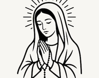 Virgin Mary Guadalupe SVG PNG, Catholic Religious SVG, Mother Mary Outline, Laser Cut File, Cricut Design, Instant Download