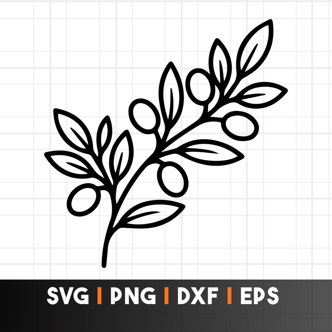 Olive Branch Svg Png Dxf Eps , Minimalist Botanical Line Art, Cricut ...