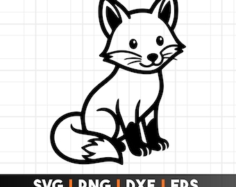 Fox SVG Cute Baby Fox SVG Woodland Animal SVG Fox Outline Kawaii Fox Clipart Cricut Cut File Nursery Animal png dxf eps Files