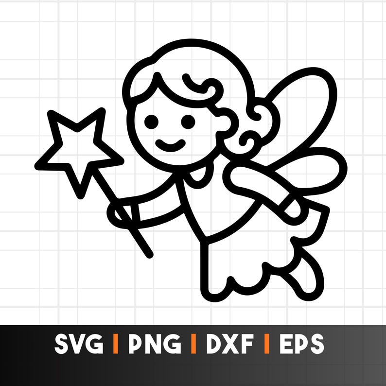 Cute Fairy SVG Laser Cut Simple File, Fairy Silhouette With Star Wand ...