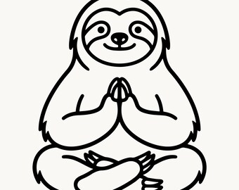 Sloth SVG PNG Cut File, Sloth Yoga Design, Funny Cute Animal Clipart, Cricut Silhouette Svg, Instant Digital Download File