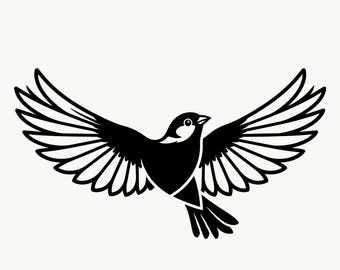 Sparrow SVG PNG, Bird in Flight Cut File | Songbird Cricut File, Bird Silhouette | Sublimation Digital Download