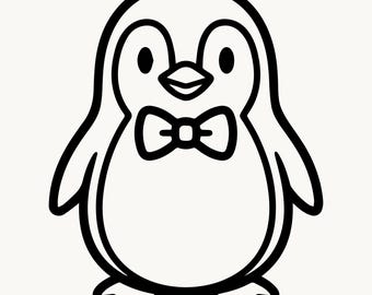 Penguin Svg Bow Tie, Cute Baby Penguin Cut File, Cricut Silhouette Clipart Png Dxf Eps, Instant Download Commercial Use