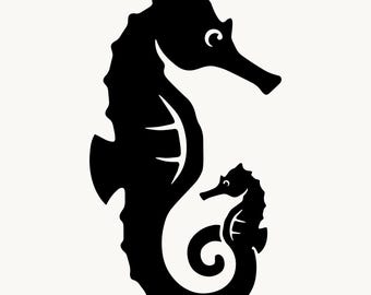 Seahorse SVG, Mama and Baby Sea Horse Lover PNG | Cute Kawaii Sealife Clipart | Cricut Cut File | Commercial Use Instant Download