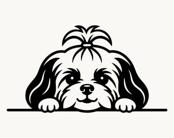 Shih Tzu SVG, Shih Tzu PNG gluren hond ontwerp, schattige puppy gesneden bestand voor Cricut, huisdier minnaar cadeau, silhouet overzicht digitale download