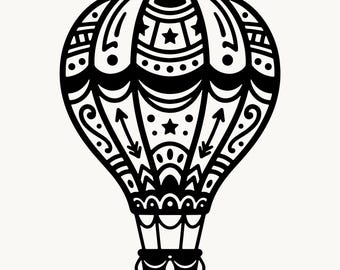 Hot Air Balloon Svg, Boho Balloon Svg, Nursery Decor Cut File, Cricut Svg, Air Balloon PNG, Instant Download